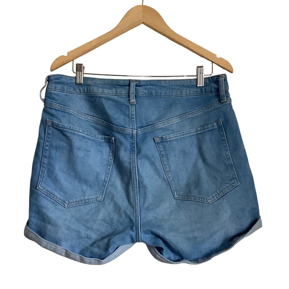 Old Navy OG Straight High Rise Denim Shorts Medium Wash Blue Cuffed Womens 14